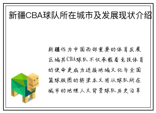 新疆CBA球队所在城市及发展现状介绍